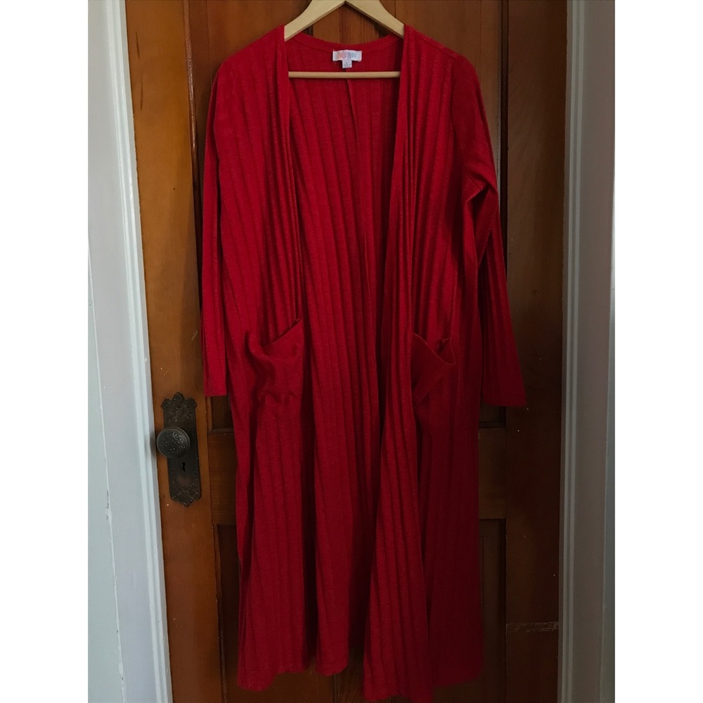 LuLaRoe long red Cardigan Large